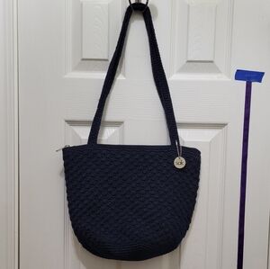 The Sak Navy Crochet Shoulder Bag